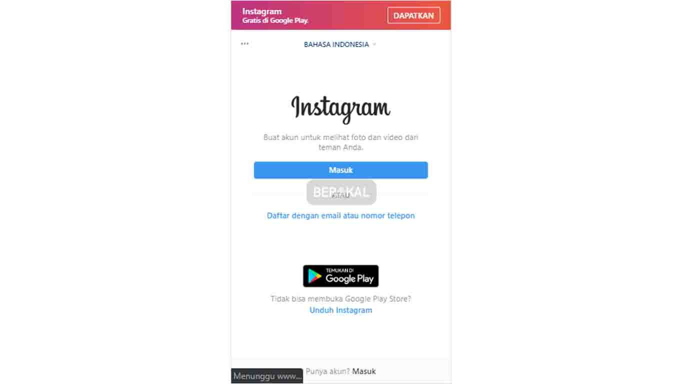 login instagram with facebook on pc