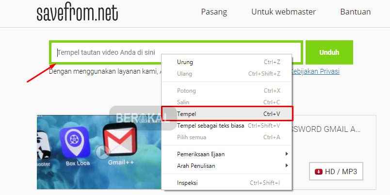 cara download video youtube di savefromnet