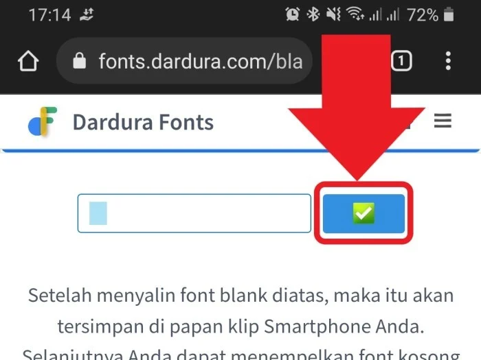 Kemudian, silakan tap pada tombol copy blank text untuk mulai menyalin.