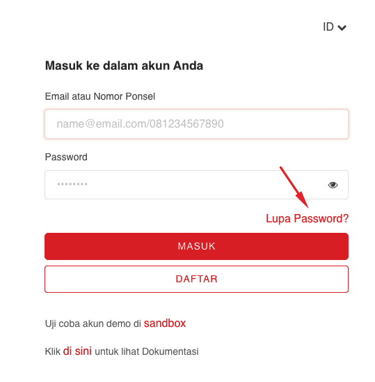 Abaikan dua kolom yang ada di halaman login tersebut kalau kamu tidak ingin password Doku Wallet