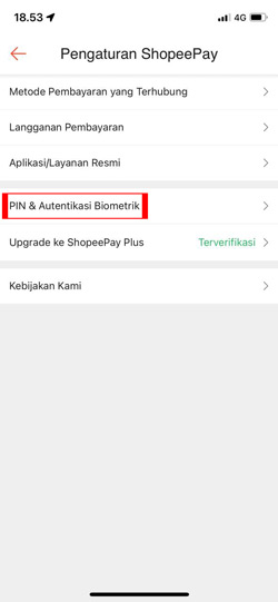 Ada tujuh menu yang muncul di bagian tersebut, pilih menu PIN & Autentikasi Biometrik yang akan membuka tiga menu lainnya.