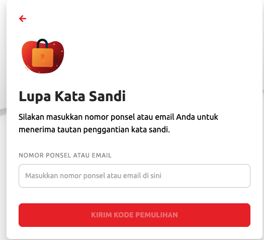 Buka halaman Lupa Kata Sandi myIndiHome melalui link ini. Hanya ada satu kolom yang wajib diisi dengan alamat email atau nomor HP yang digunakan untuk mendaftar di aplikasi myIndiHome.