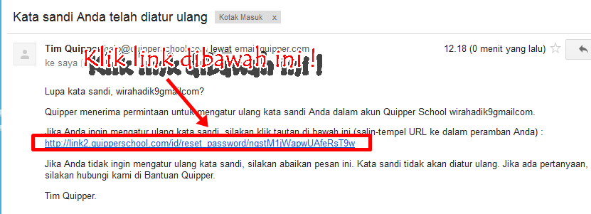 Di dalam email akan tercantum tautan untuk reset kata sandi, kamu langsung klik saja link tersebut.