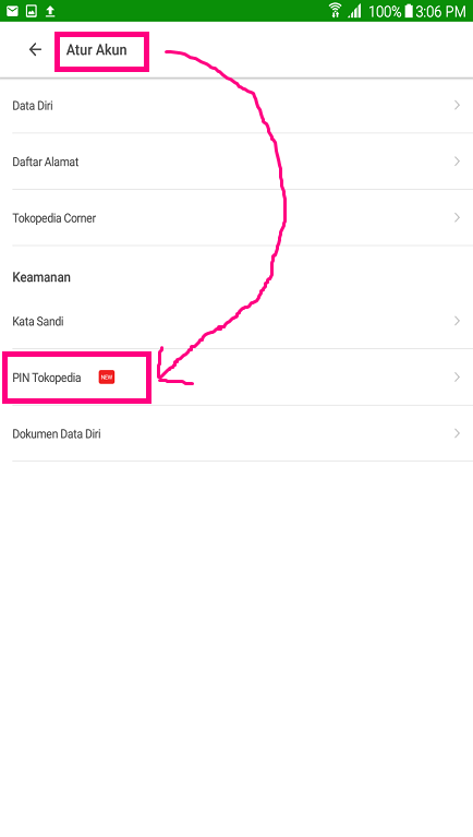 Klik PIN Tokopedia.