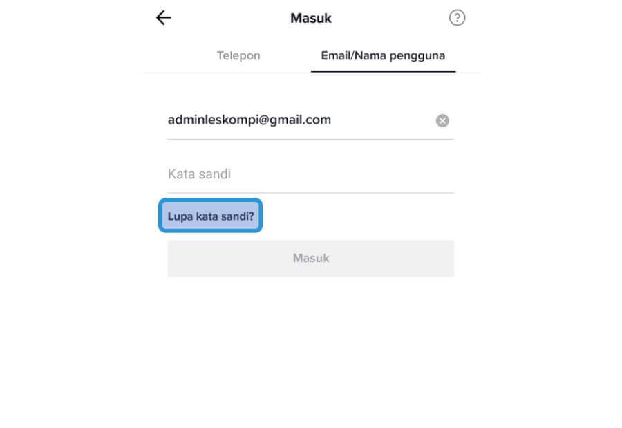 Klik opsi “Lupa kata sandi?”.