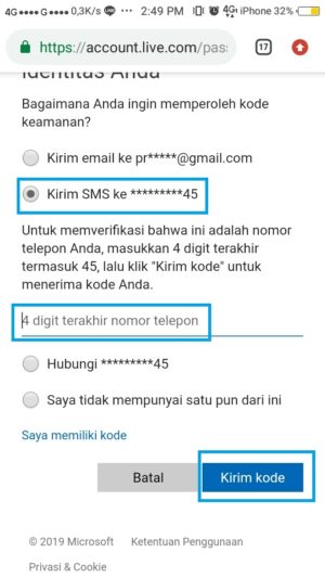 Klik pada opsi Dapatkan Kode.