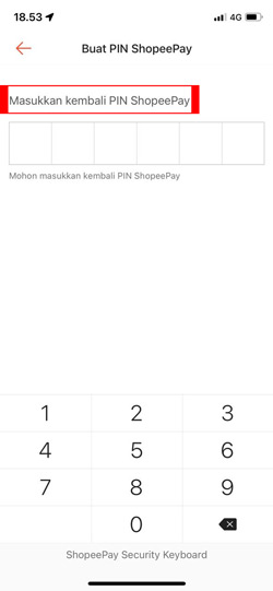 Masukkan PIN ShopeePay yang baru satu kali lagi kemudian PIN yang lama akan otomatis diganti dengan yang baru tanpa perlu menggunakan kode OTP apapun.