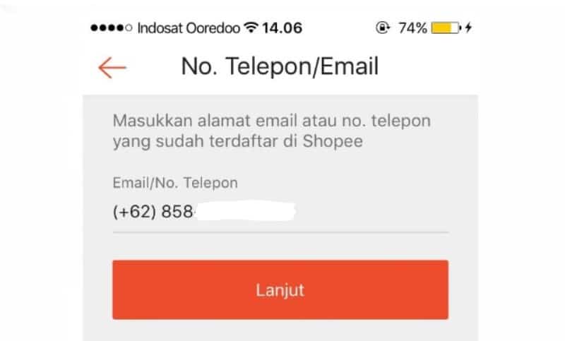 Masukkan alamat email yang sudah terdaftar.