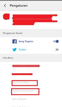 Pada kategori “Info Akun”, klik opsi “Kata Sandi Baru”.