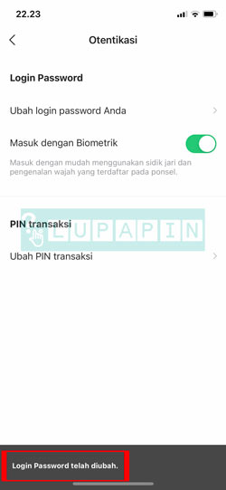 Selanjutnya klik Otentikasi untuk melakukan pergantian password