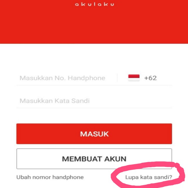 Setelah layar menampilkan halaman login, tap Lupa Kata Sandi.