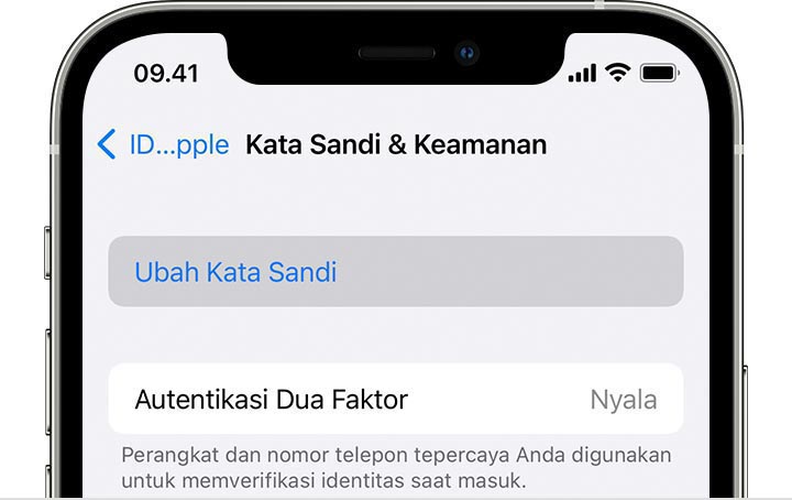 Tap opsi Ubah Kata Sandi