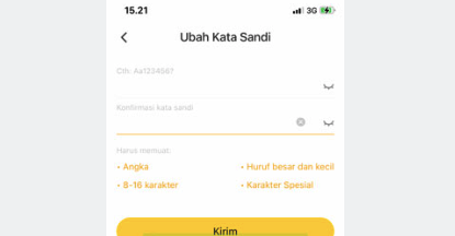 Terdapat beberapa pilihan menu yang dapat dipilih. Silahkan klik Ubah Kata Sandi.