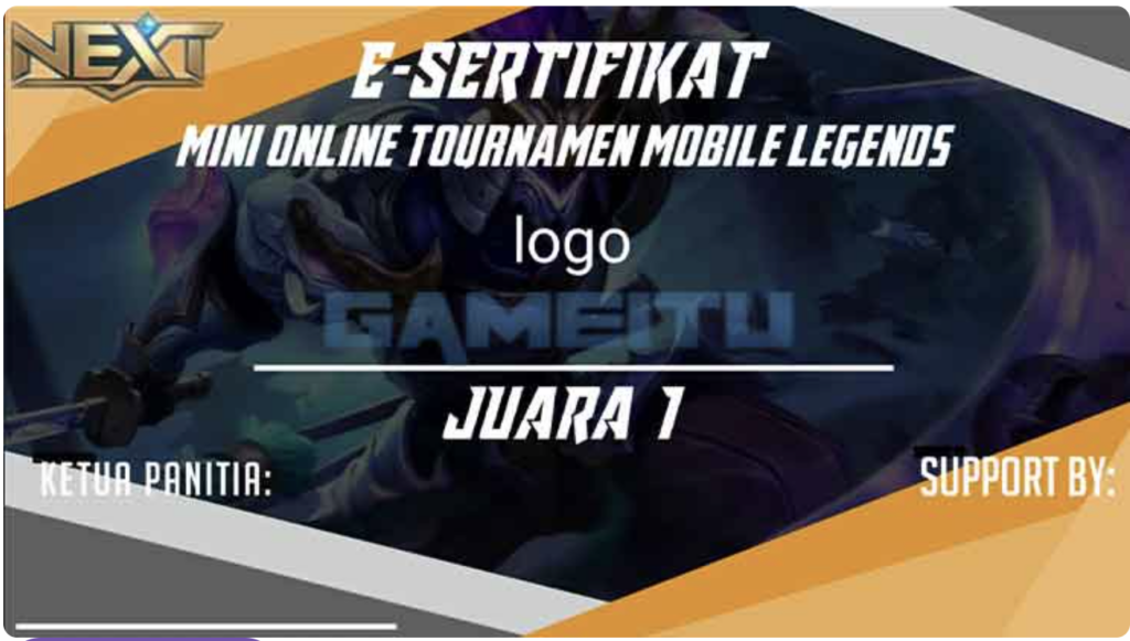 √ Contoh Sertifikat Mobile Legends Plus File Mentahannya